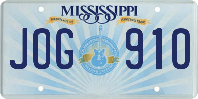 MS license plate JOG910