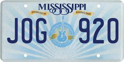 MS license plate JOG920