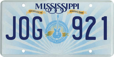 MS license plate JOG921