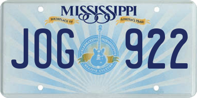 MS license plate JOG922