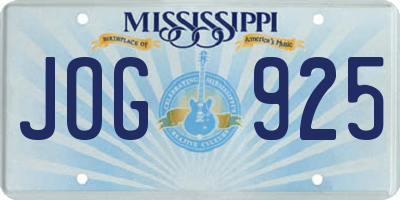 MS license plate JOG925