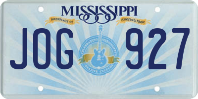 MS license plate JOG927