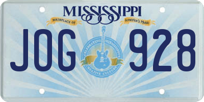 MS license plate JOG928