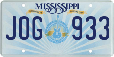 MS license plate JOG933