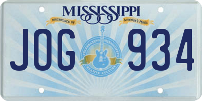 MS license plate JOG934