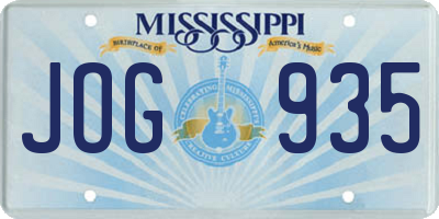 MS license plate JOG935