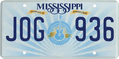 MS license plate JOG936