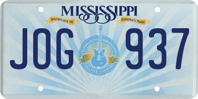 MS license plate JOG937