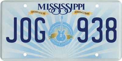 MS license plate JOG938