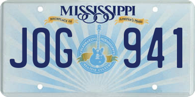 MS license plate JOG941