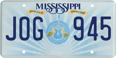 MS license plate JOG945