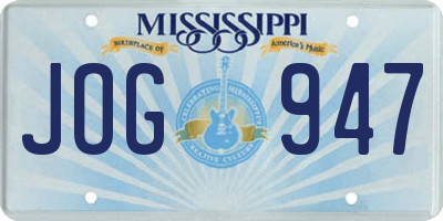 MS license plate JOG947