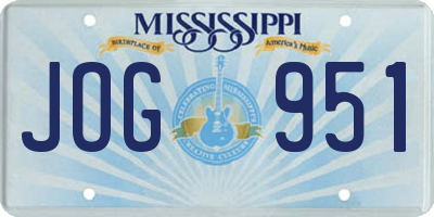 MS license plate JOG951