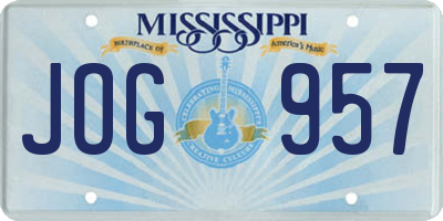 MS license plate JOG957