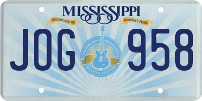 MS license plate JOG958