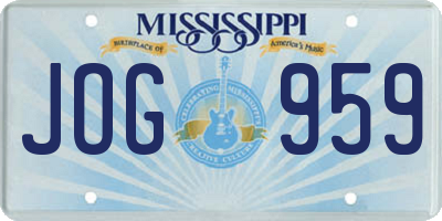 MS license plate JOG959