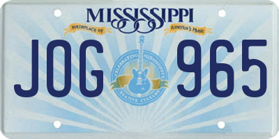 MS license plate JOG965