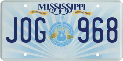 MS license plate JOG968