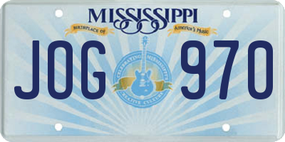 MS license plate JOG970