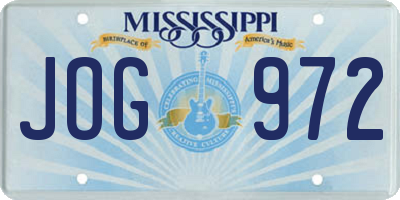 MS license plate JOG972