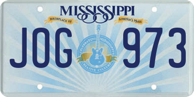MS license plate JOG973