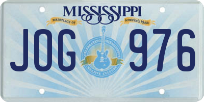 MS license plate JOG976