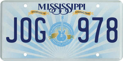 MS license plate JOG978
