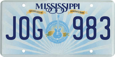 MS license plate JOG983