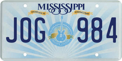 MS license plate JOG984