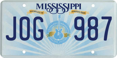 MS license plate JOG987