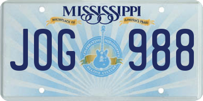 MS license plate JOG988