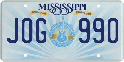 MS license plate JOG990