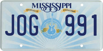 MS license plate JOG991