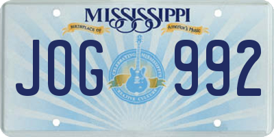MS license plate JOG992