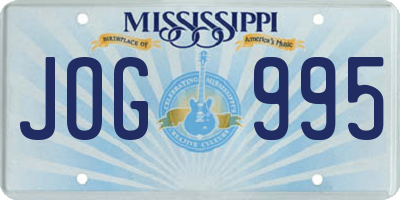 MS license plate JOG995