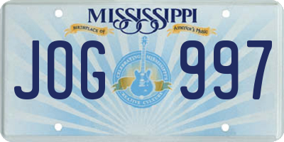 MS license plate JOG997
