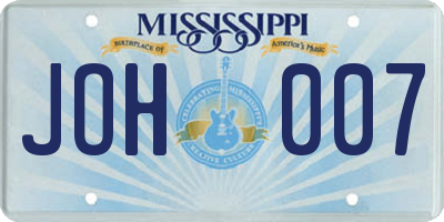 MS license plate JOH007