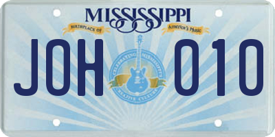 MS license plate JOH010