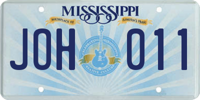 MS license plate JOH011