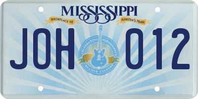MS license plate JOH012
