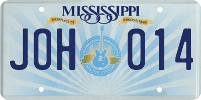 MS license plate JOH014