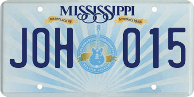 MS license plate JOH015