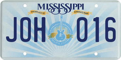 MS license plate JOH016