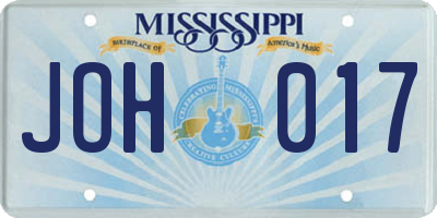 MS license plate JOH017