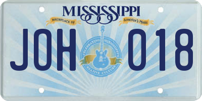 MS license plate JOH018