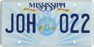 MS license plate JOH022