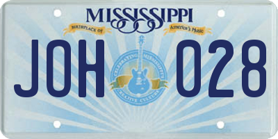 MS license plate JOH028