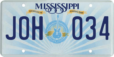 MS license plate JOH034