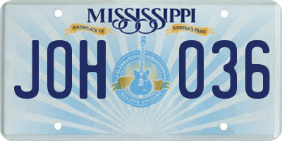 MS license plate JOH036