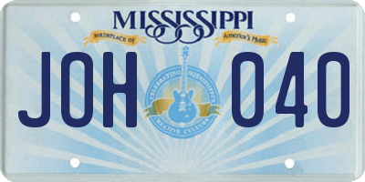 MS license plate JOH040